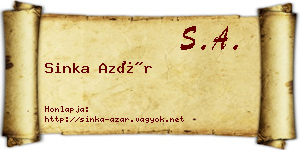 Sinka Azár névjegykártya